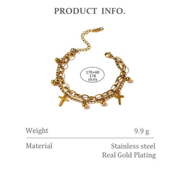 💛Gold plated layered cross bracelet - Picture 3 of 5